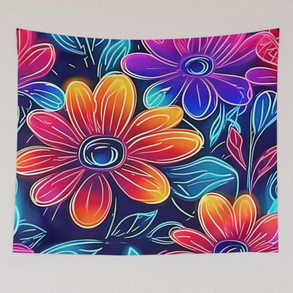 Item preview,  Neon Flowers Bloom Bright designed and sold by Health And Fitness Posts e-Store.
