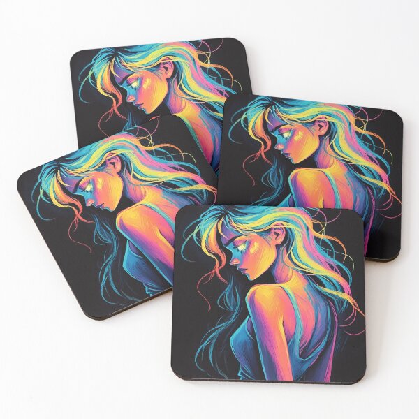 Item preview, Enchanting Woman with Colorful Curly Hair designed and sold by ByteyCreatives.