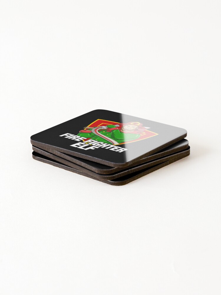 Thumbnail 4 of 5, Coasters (Set of 4), Firefighter Elf designed and sold by PNGShop.