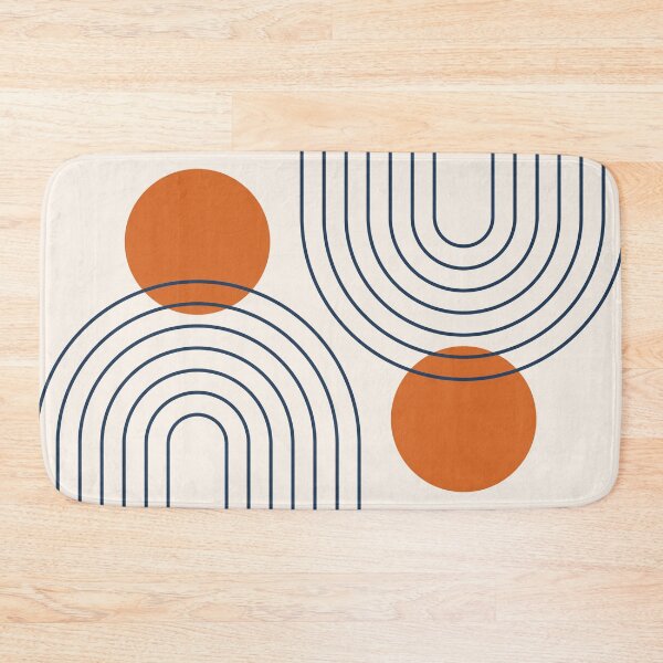 Item preview, Mid Century Modern Geometric 88 in Navy Blue and Burnt Orange (Rainbow and Sun Abstraction) designed and sold by nineFlorals.
