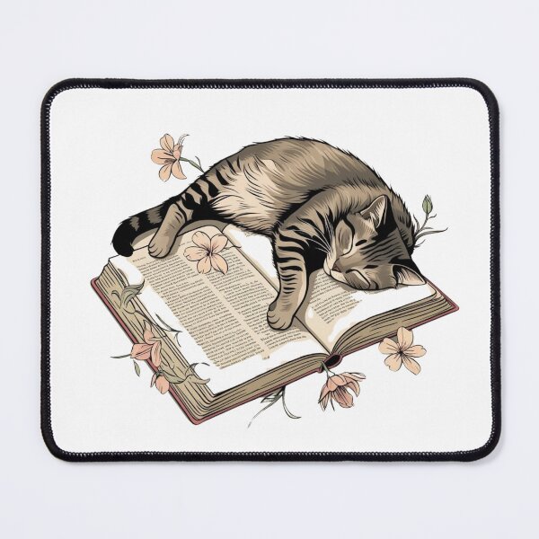 Item preview, cat and book designed and sold by Catophile.