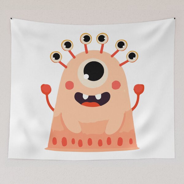 Item preview, Cute Pink Multi-Eyed Monster - Kids Illustration Clipart designed and sold by viktoriaart0303.