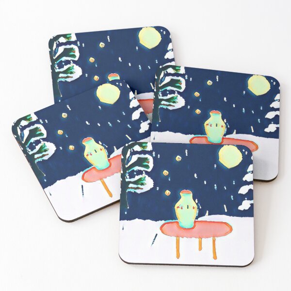 Item preview, new unordinary snowing night scene with tree and moon in japanese ukiyo-e style painting art designed and sold by MerryCrown.