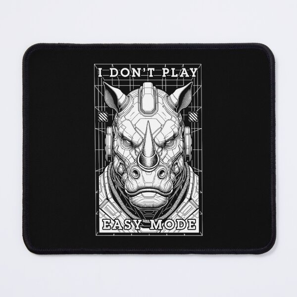 Item preview, Cyberpunk Gamer Rhino No Easy Mode Rhinoceros Robot Gaming designed and sold by GrandeDuc.