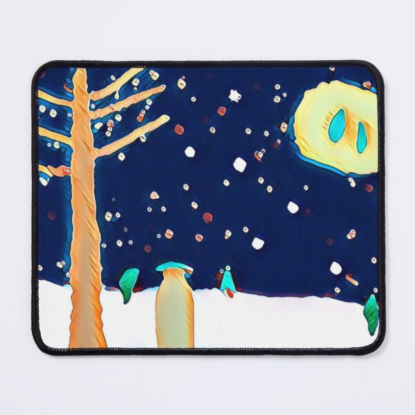 Item preview, new unordinary snowing night scene with tree and moon in japanese ukiyo-e style painting art designed and sold by MerryCrown.