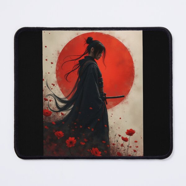 Item preview, Solitude of the Samurai with Red Blossoms designed and sold by ArtCreator2023.