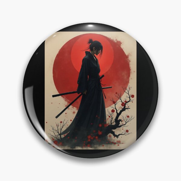 Item preview, Red Sun and Samurai in Contemplation designed and sold by ArtCreator2023.