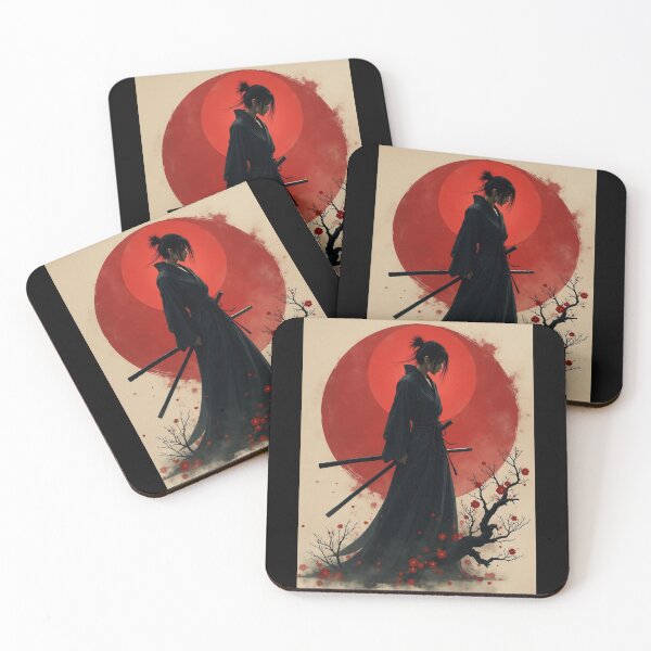 Item preview, Red Sun and Samurai in Contemplation designed and sold by ArtCreator2023.