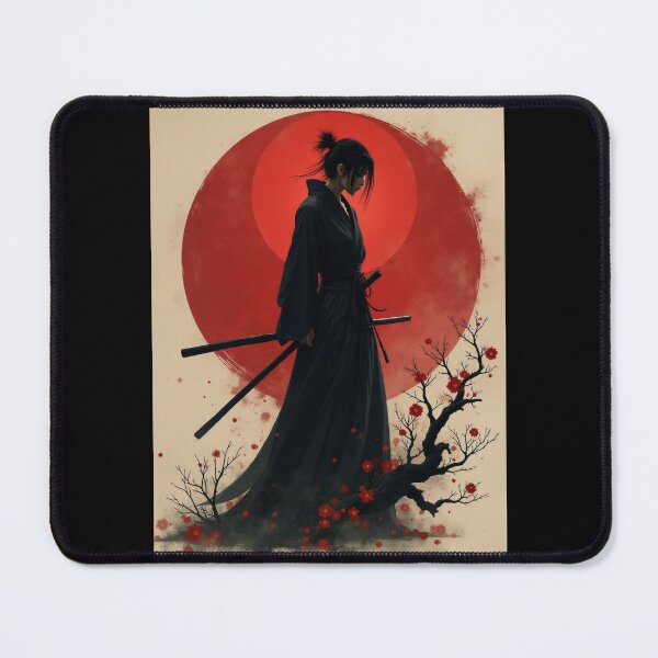 Item preview, Red Sun and Samurai in Contemplation designed and sold by ArtCreator2023.