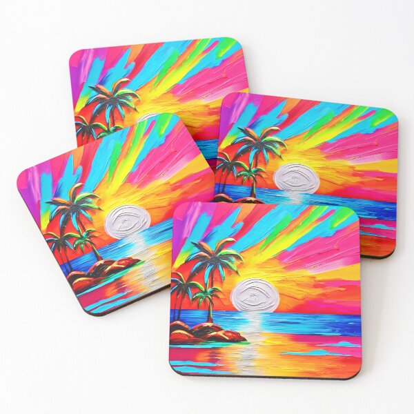 Item preview, Palm Trees and Sunset Glow Painting designed and sold by Health And Fitness Posts e-Store.