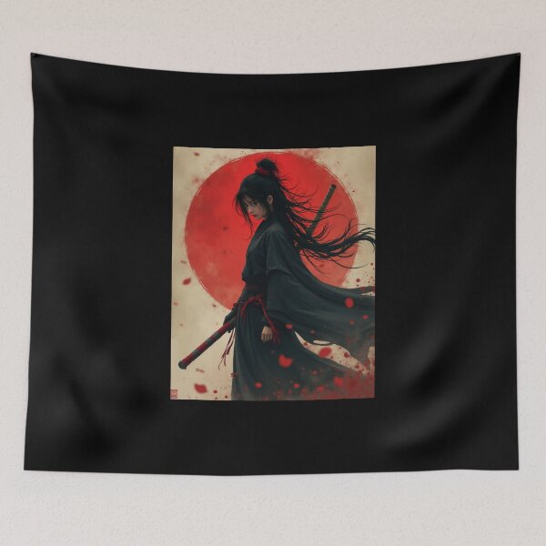 Item preview, Crimson Blossoms Surround the Silent Samurai designed and sold by ArtCreator2023.
