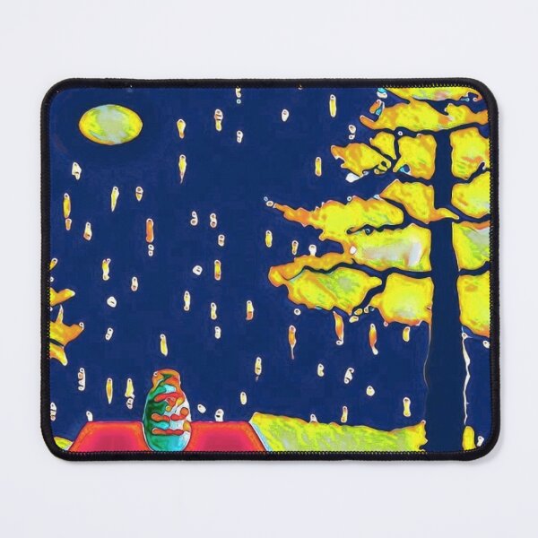 Item preview, new unordinary snowing night scene with tree and moon in japanese ukiyo-e style painting art designed and sold by MerryCrown.