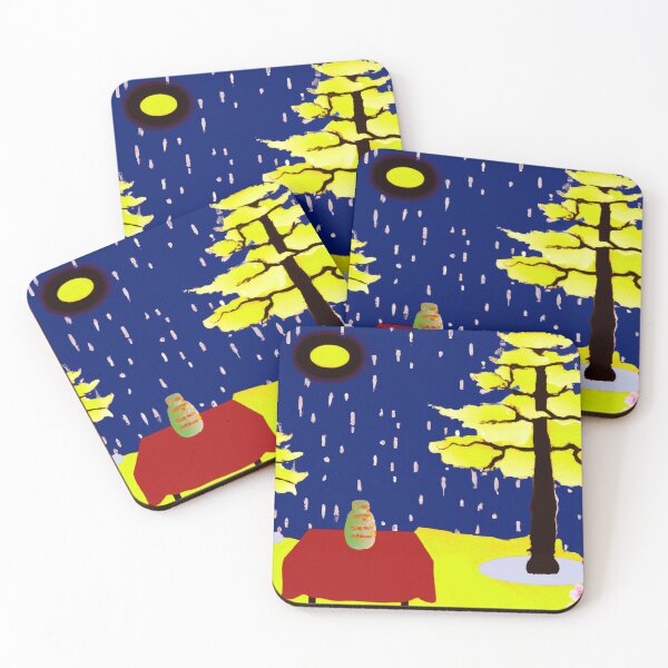 Item preview, new unordinary snowing night scene with tree and moon in japanese ukiyo-e style painting art designed and sold by MerryCrown.