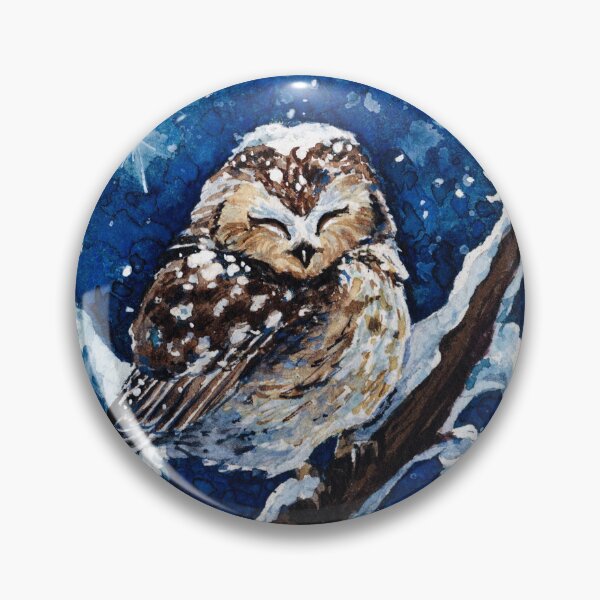 Item preview, Puffy owl sleeping under the Snowflakes - Cute baby Owl Watercolor Illustration designed and sold by Chiara Mendicino.