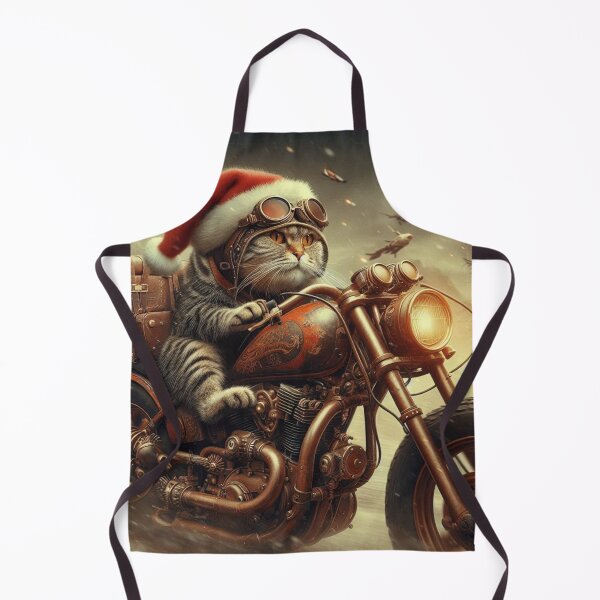 Item preview, Holiday Santa Cat on a Scrambler Motorcycle designed and sold by Outlandishrob.