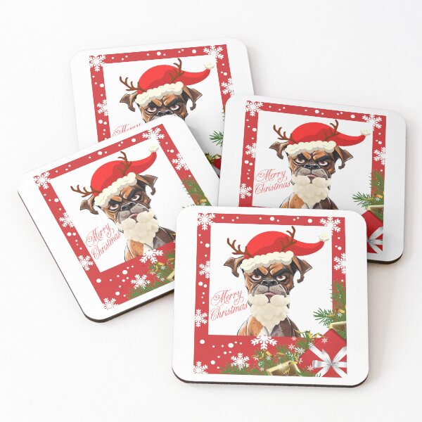 Item preview, Funny Christmas. Boxer in Santa Hat. designed and sold by JAGA-ALIME.