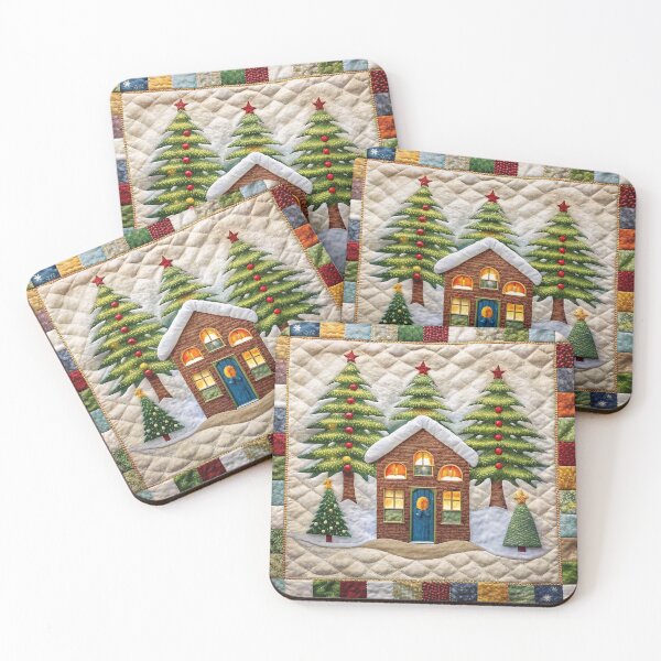 Item preview, Patchwork Christmas House 2 designed and sold by UniqVibe.