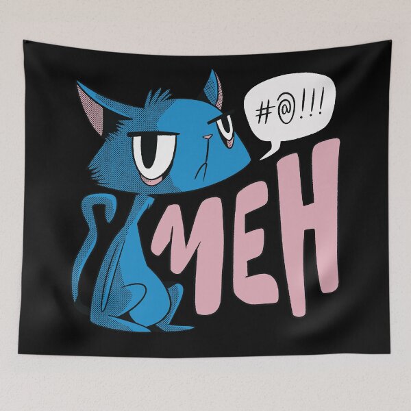 Item preview, Grumpy Cat "Meh" Cartoon | Funny Blue Cat Expression Design designed and sold by DrawHandArt.