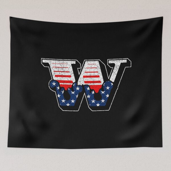 Item preview, W RETRO STYLE CAPITAL LETTER INITIAL T-SHIRT CLASSIC VINTAGE DISTRESSED STARS AND STRIPES AMERICAN USA FLAG AMERICA 4th JULY FONT LOGO TYPEFACE LETTERING TYPOGRAPHY MONOGRAM TEE designed and sold by prezziefactory.