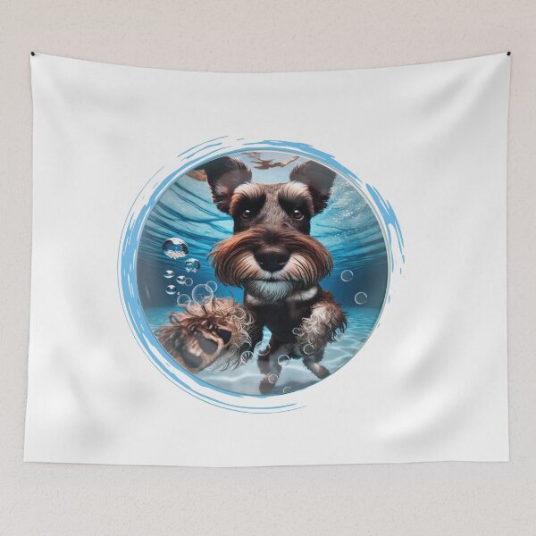 Item preview, Hilarious Underwater Animal Selfies - Black Miniature Schnauzer | Unique Designs on Redbubble designed and sold by MiszungART.
