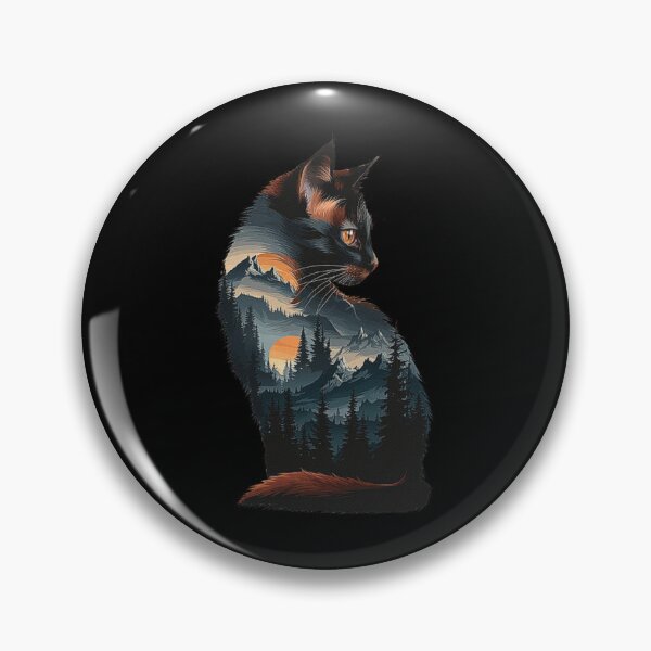 Item preview, Majestic Cat with Scenic Mountain Landscape Silhouette – Nature-Inspired Art designed and sold by love3617.