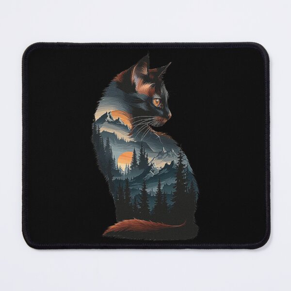 Item preview, Majestic Cat with Scenic Mountain Landscape Silhouette – Nature-Inspired Art designed and sold by love3617.