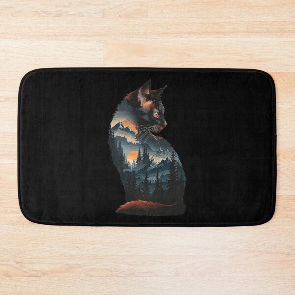 Item preview, Majestic Cat with Scenic Mountain Landscape Silhouette – Nature-Inspired Art designed and sold by love3617.