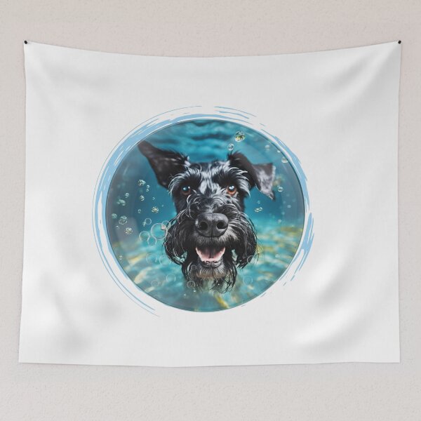 Item preview, Hilarious Underwater Animal Selfies - Black Miniature Schnauzer | Unique Designs on Redbubble designed and sold by MiszungART.