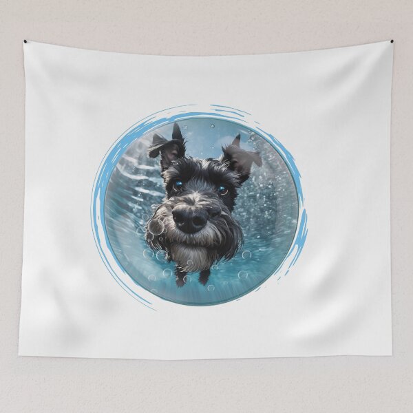 Item preview, Hilarious Underwater Animal Selfies - Black Miniature Schnauzer | Unique Designs on Redbubble designed and sold by MiszungART.
