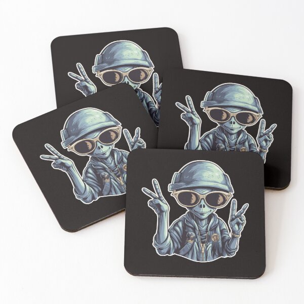 Item preview, Cool Alien Peace Sign Vintage Cartoon designed and sold by DrawHandArt.