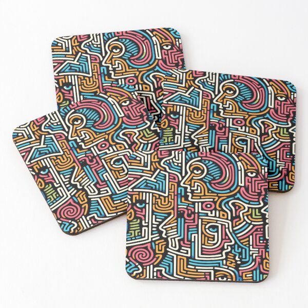Item preview, Maze and Doodle Face Pattern with Randomized Graffiti Colors designed and sold by Imaginarium of Chaos falcon88 .