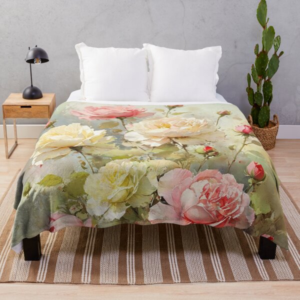 Item preview, Red Roses Floral Painting, Green Painterly Rose Flowers 01 designed and sold by VarnaChitra.
