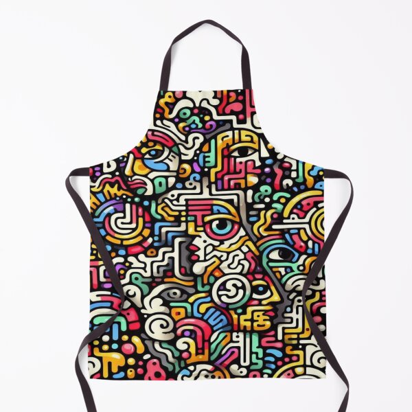 Item preview, Maze and Doodle Face Pattern with Psychedelic Graffiti Vibes designed and sold by Imaginarium of Chaos falcon88 .
