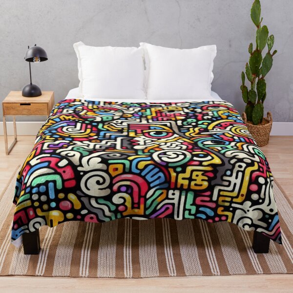 Item preview, Maze and Doodle Face Pattern with Psychedelic Graffiti Vibes designed and sold by Imaginarium of Chaos falcon88 .