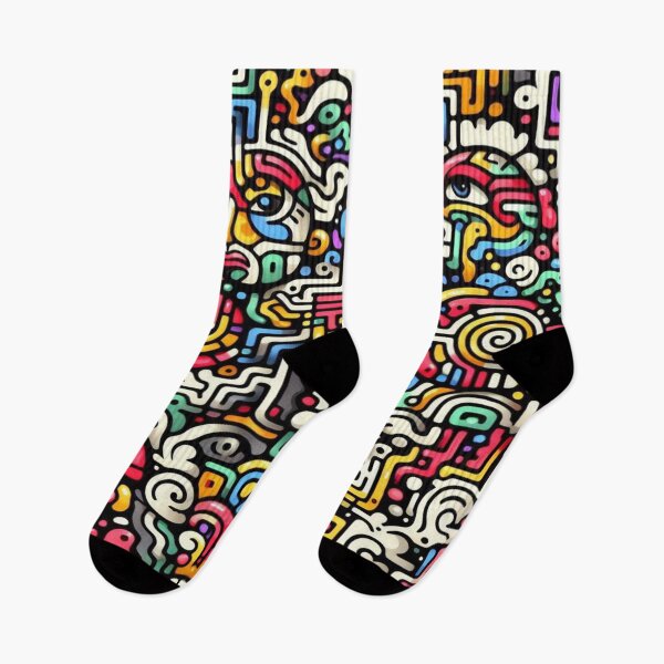 Item preview, Maze and Doodle Face Pattern with Psychedelic Graffiti Vibes designed and sold by Imaginarium of Chaos falcon88 .