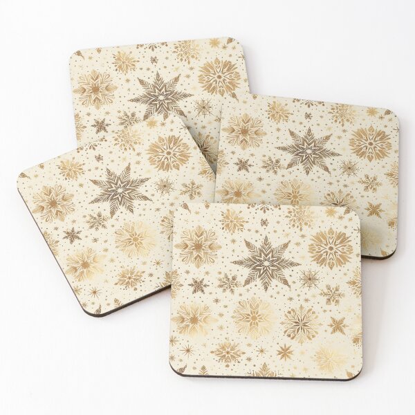 Item preview, Golden Snowflake Pattern on Cream designed and sold by LyssasMindArt.