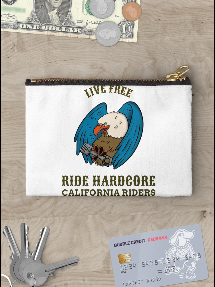 Thumbnail 3 of 4, Zipper Pouch, LIVE FREE RIDE HARDCORE CALIFORNIA RIDERS T-SHIRT designed and sold by PurifiedART.