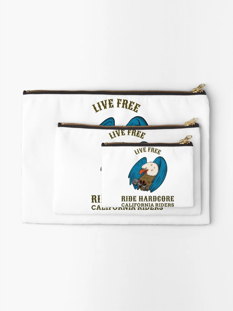 Thumbnail 2 of 4, Zipper Pouch, LIVE FREE RIDE HARDCORE CALIFORNIA RIDERS T-SHIRT designed and sold by PurifiedART.