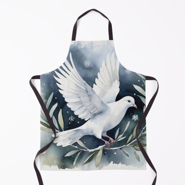 Item preview, Peaceful White Dove with Olive Branch in Winter designed and sold by WaterBirdArt.