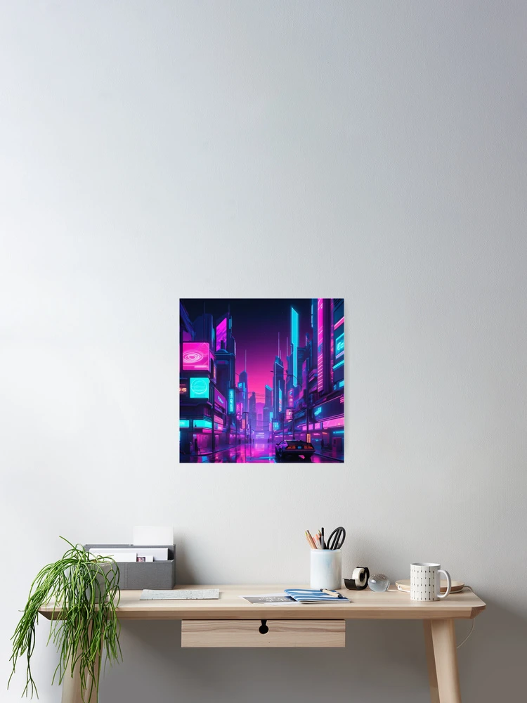 Thumbnail 2 of 3, Poster, Neon CItyscape!  designed and sold by Cookbeat.