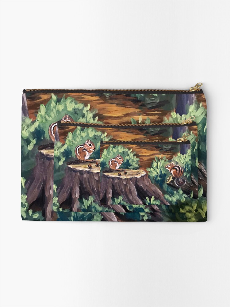 Thumbnail 2 of 4, Zipper Pouch, Chipmunks designed and sold by Wendycuster.