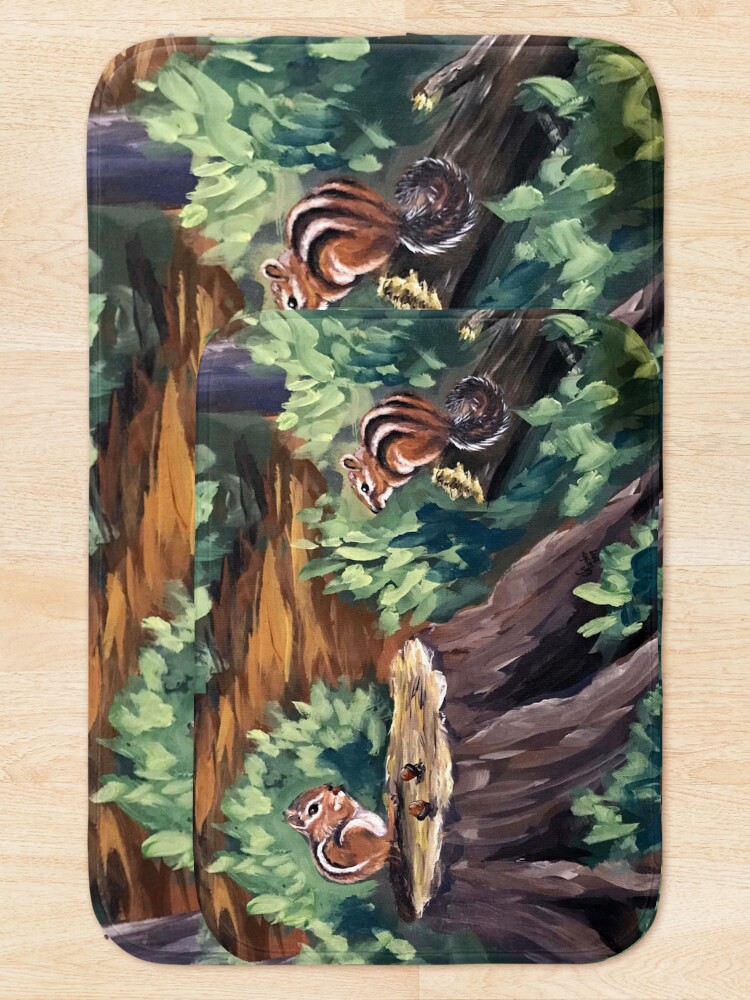 Thumbnail 5 of 6, Bath Mat, Chipmunks designed and sold by Wendycuster.