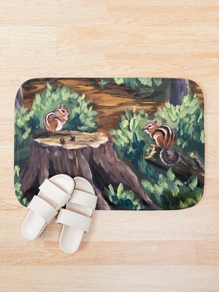Thumbnail 1 of 6, Bath Mat, Chipmunks designed and sold by Wendycuster.
