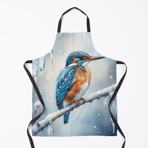 Item preview, Winter Icicle Kingfisher | Watercolor Holiday Bird Art designed and sold by WaterBirdArt.