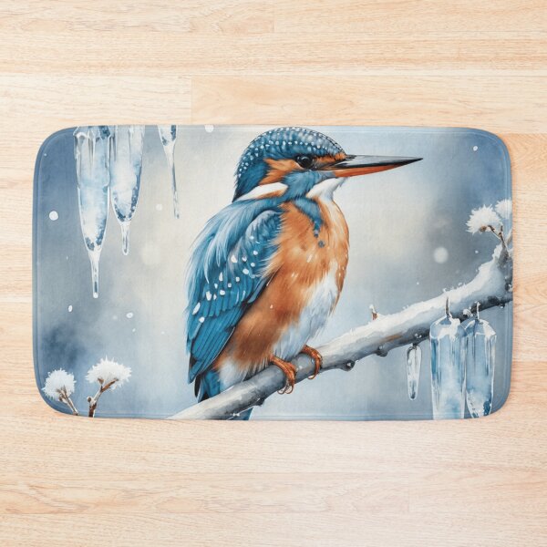 Item preview, Winter Icicle Kingfisher | Watercolor Holiday Bird Art designed and sold by WaterBirdArt.