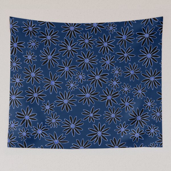 Item preview, Midnight Blue Hand Drawn Daisy Pattern designed and sold by schorrnuff.