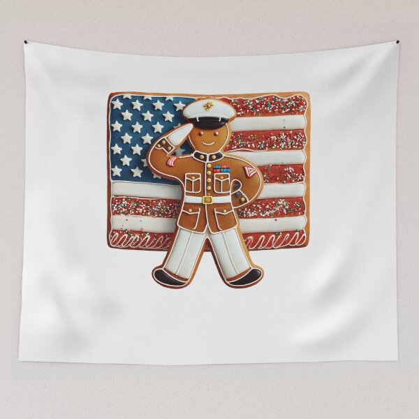 Item preview, Patriotic Gingerbread Marine T-Shirt – Saluting the Holidays designed and sold by BlankCanvasHaHa.