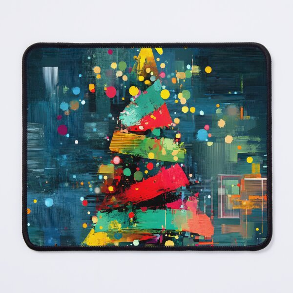 Item preview, Radiant Christmas Tree - Multicolored Ribbons and Glowing Star Under Festive Lights Abstract Digital AI Art designed and sold by OlfactoART Studio.