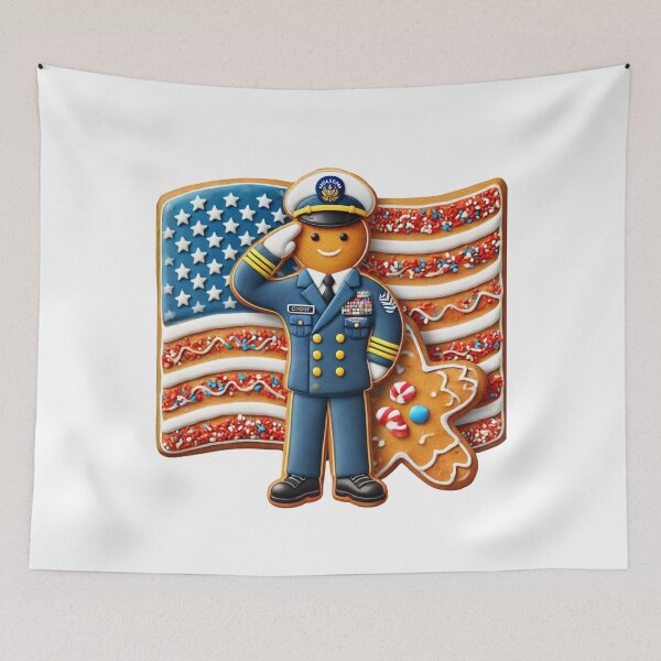 Item preview, Coast Guard Christmas Tee - Gingerbread Sailor Saluting Patriotic Holiday Design designed and sold by BlankCanvasHaHa.