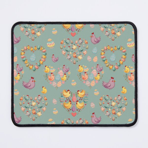 Item preview, Egg-citing Hearts: A playful pattern featuring hearts shaped with Easter chickens and Easter eggs, filled with colorful designs and surprises. designed and sold by Grang Art Artistic Designs.
